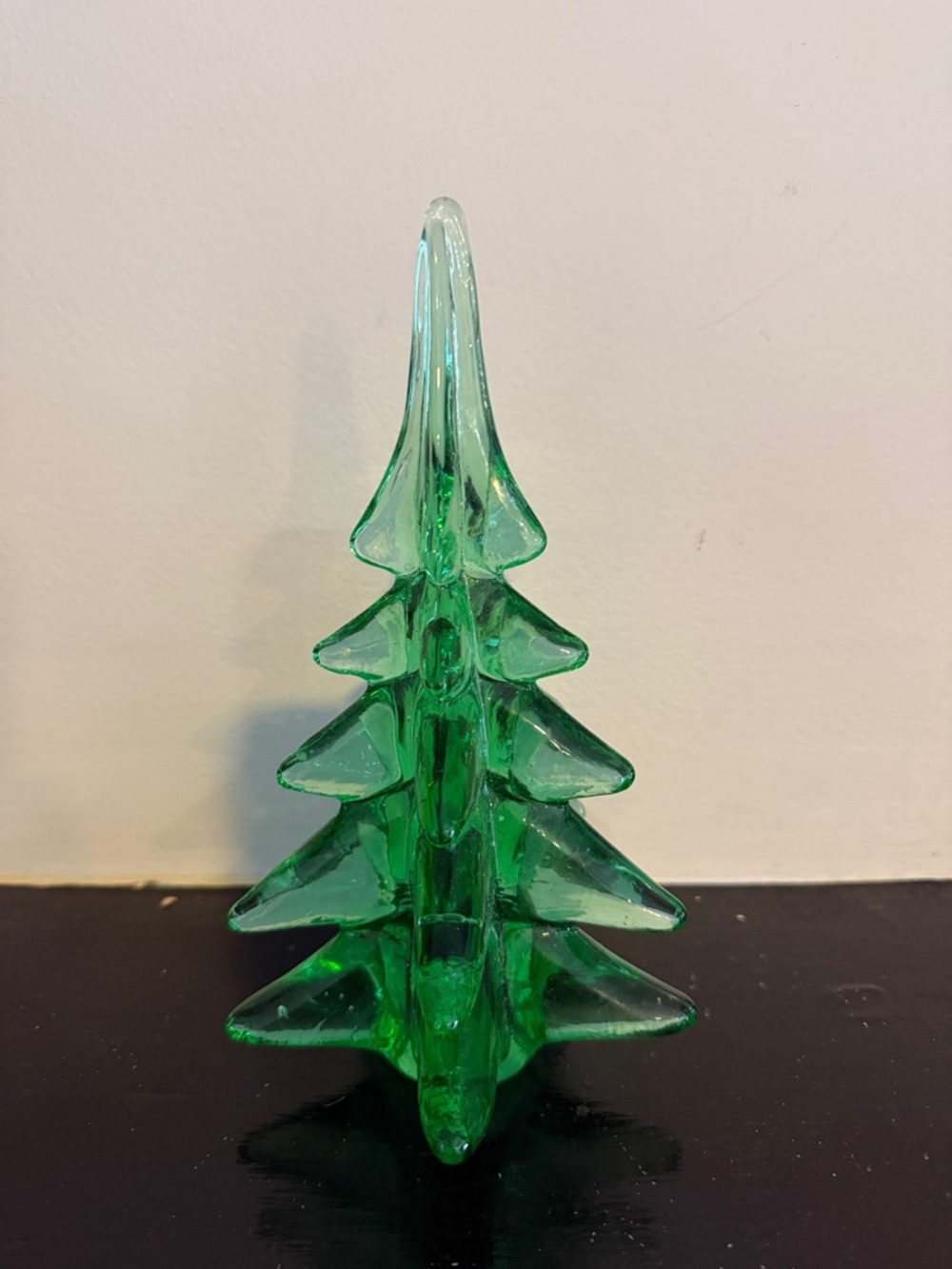 Vintage Green Glass Holiday Tree Decorative Figurine